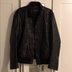 Gucci 100% Black Leather Zip-Up Jacket